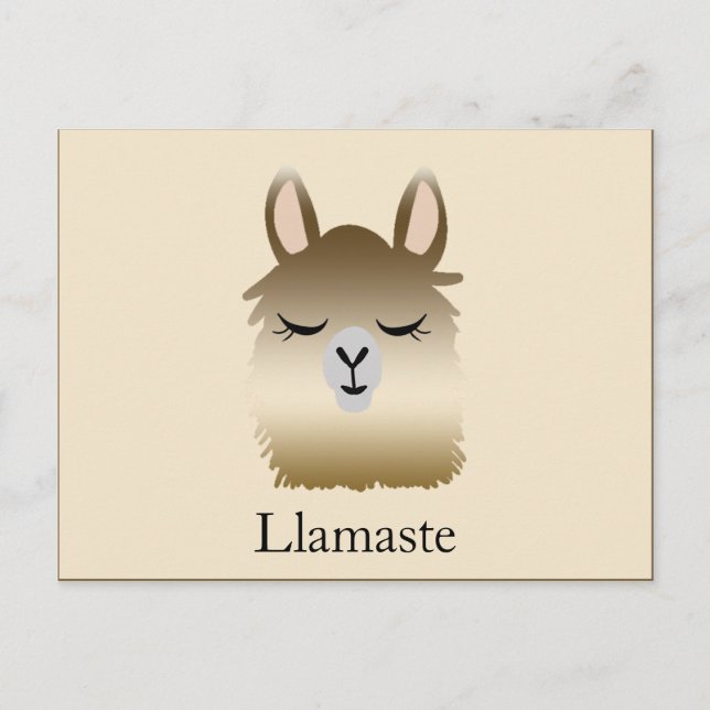Cute Funny Llama Namaste Postcard (Front)