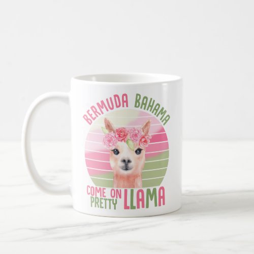 Cute Funny Llama Pink Girly Modern Floral Coffee Mug