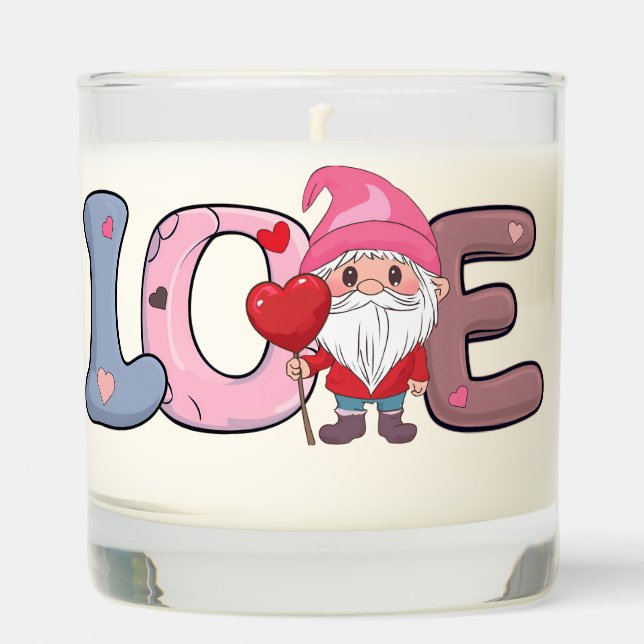 Cute funny love gnome valentine's for her  scented candle (Front)