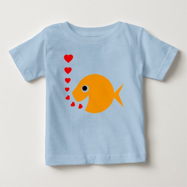 Cute Funny Love Goldfish Cartoon Infant Onsies Baby T-Shirt (Front)