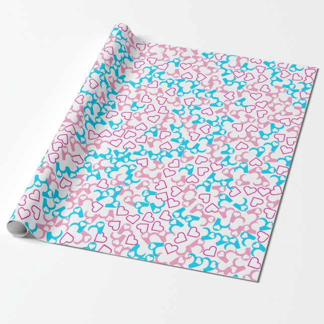 Cute Funny Love Heard Shape Wrapping Paper (Unrolled)