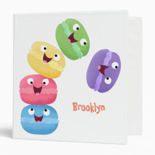 Cute funny macaroons cartoon illustration 3 ring binder