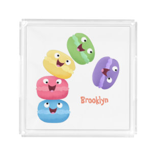 Cute funny macaroons cartoon illustration acrylic tray