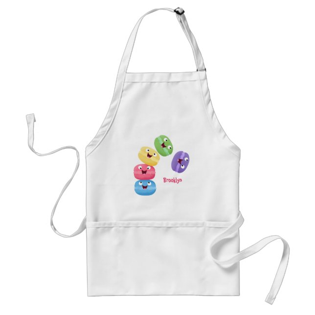 Cute funny macaroons cartoon illustration adult apron (Front)
