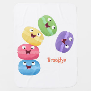 Cute funny macaroons cartoon illustration baby blanket