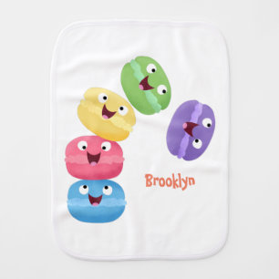 Cute funny macaroons cartoon illustration baby burp cloth