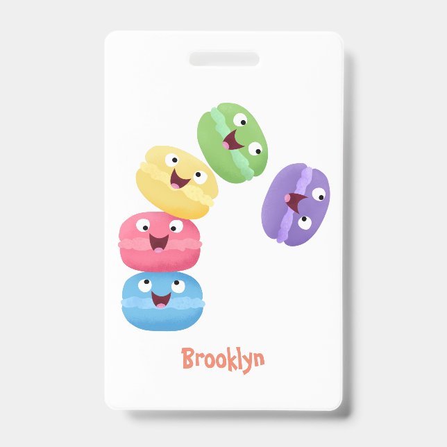 Cute funny macaroons cartoon illustration badge (Front)