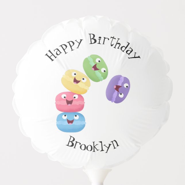Cute funny macaroons cartoon illustration  balloon (Front)