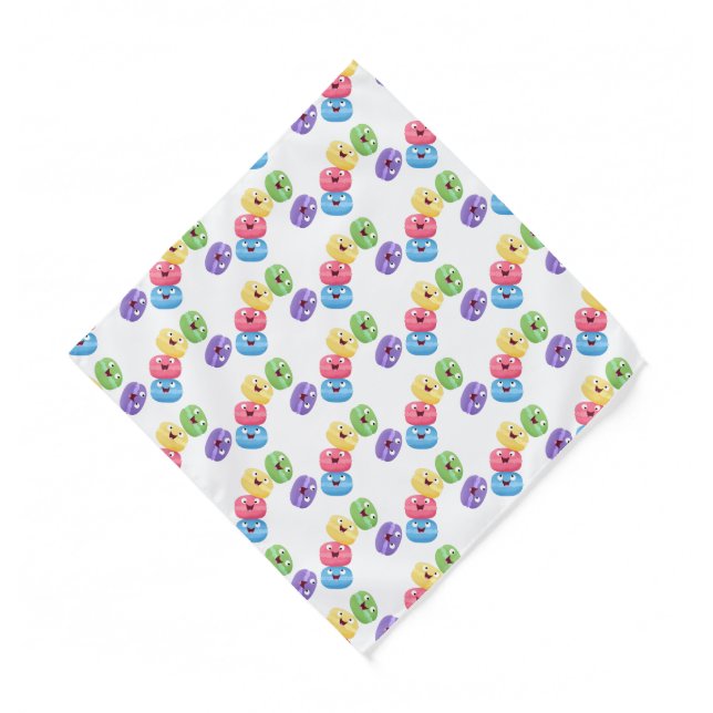 Cute funny macaroons cartoon illustration bandana (Front)