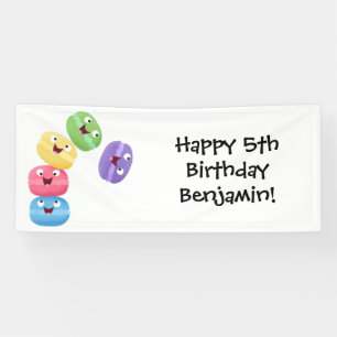 Cute funny macaroons cartoon illustration banner