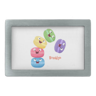 Cute funny macaroons cartoon illustration  belt buckle