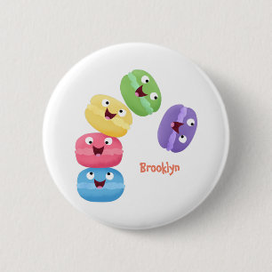 Cute funny macaroons cartoon illustration button