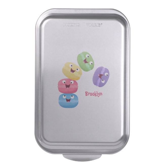Cute funny macaroons cartoon illustration cake pan (Front Vertical)