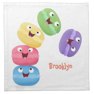 Cute funny macaroons cartoon illustration cloth napkin