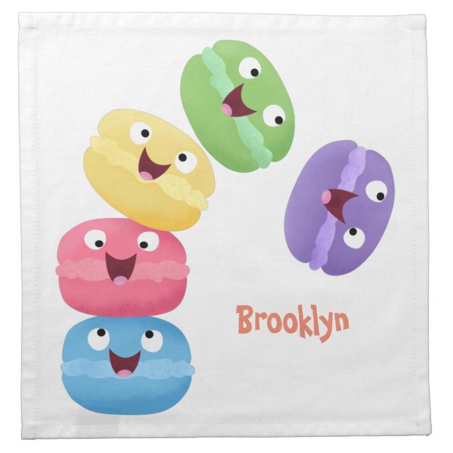 Cute funny macaroons cartoon illustration cloth napkin (Front)