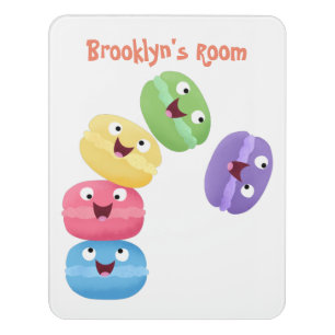 Cute funny macaroons cartoon illustration door sign