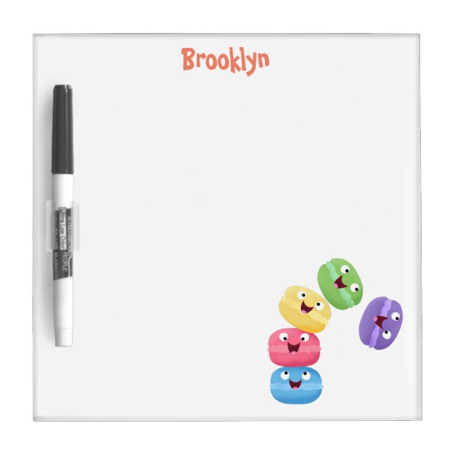 Cute funny macaroons cartoon illustration  dry erase board (Front)