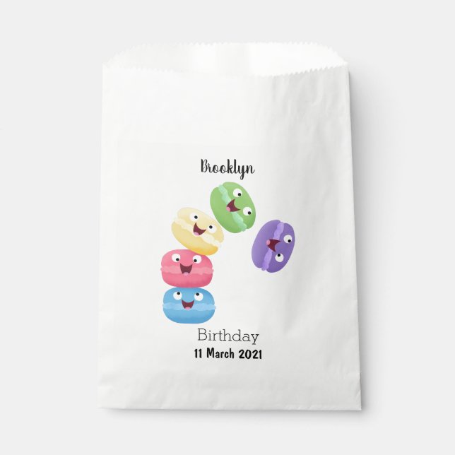 Cute funny macaroons cartoon illustration favor bag (Front)