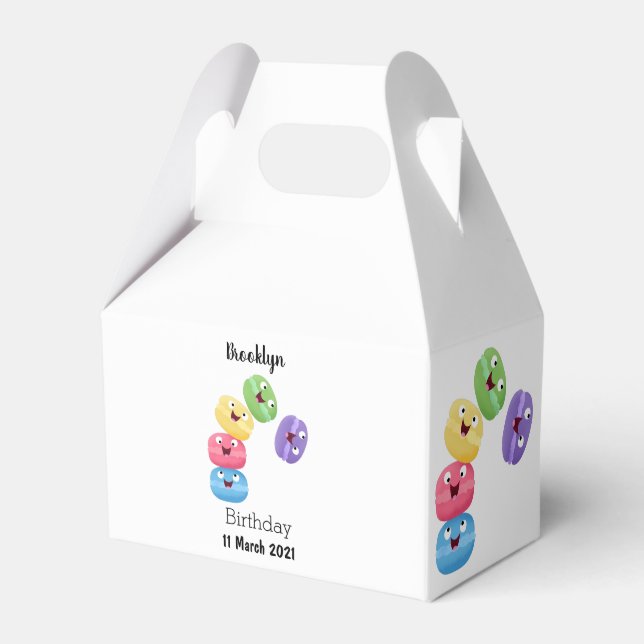 Cute funny macaroons cartoon illustration favor boxes (Front Side)