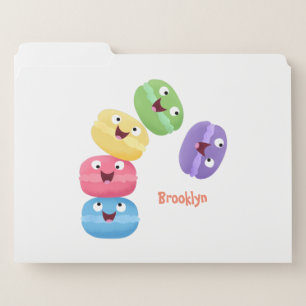 Cute funny macaroons cartoon illustration file folder