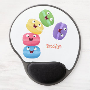 Cute funny macaroons cartoon illustration  gel mouse pad