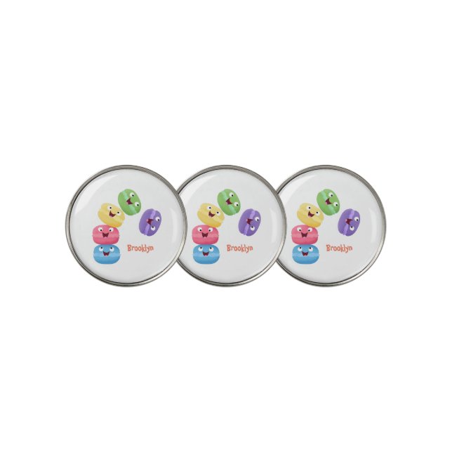 Cute funny macaroons cartoon illustration golf ball marker (3 Up)