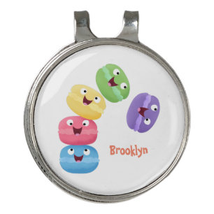 Cute funny macaroons cartoon illustration golf hat clip