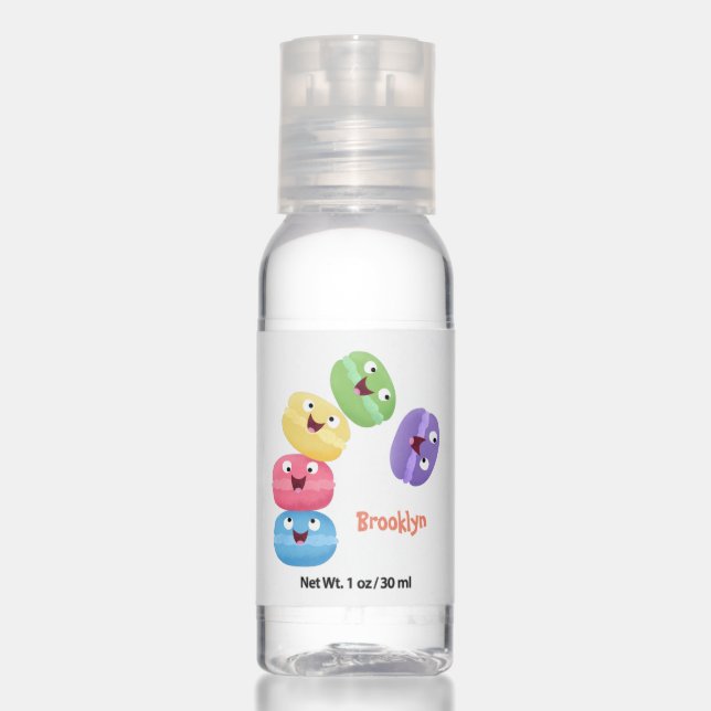 Cute funny macaroons cartoon illustration hand sanitizer (Front)