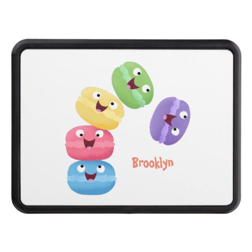 Cute funny macaroons cartoon illustration hitch cover