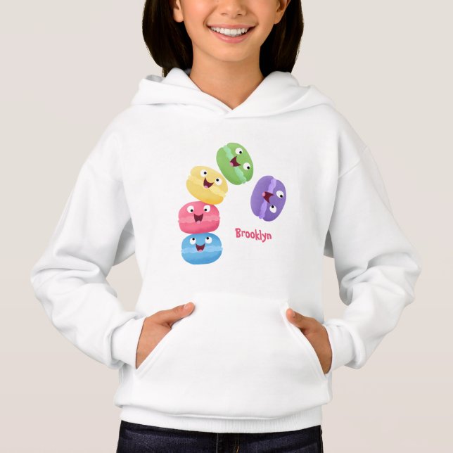 Cute funny macaroons cartoon illustration hoodie (Front)