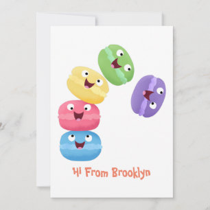 Cute funny macaroons cartoon illustration invitation