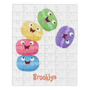 Cute funny macaroons cartoon illustration jigsaw puzzle