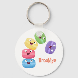 Cute funny macaroons cartoon illustration keychain