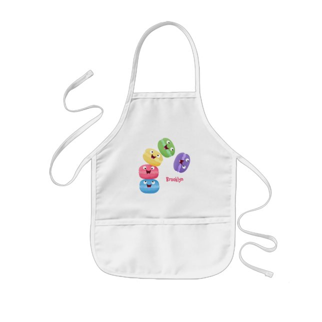 Cute funny macaroons cartoon illustration kids' apron (Front)