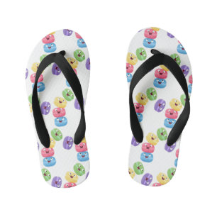 Cute funny macaroons cartoon illustration kid's flip flops