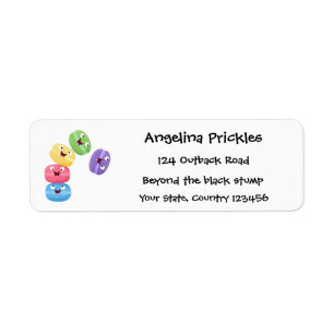 Cute funny macaroons cartoon illustration label