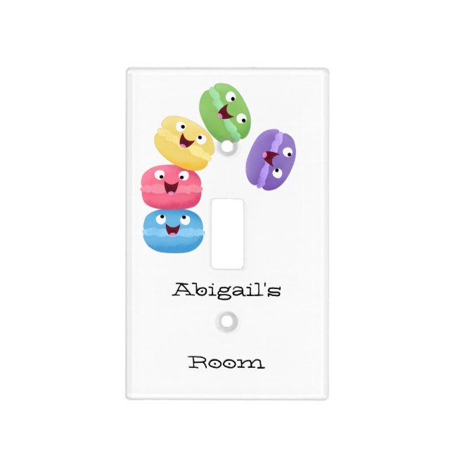 Cute funny macaroons cartoon illustration light switch cover (Front)