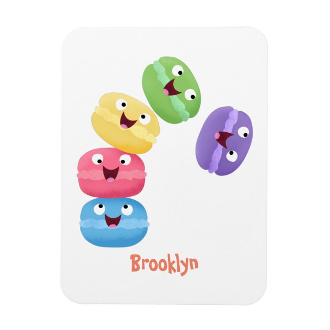 Cute funny macaroons cartoon illustration magnet (Vertical)