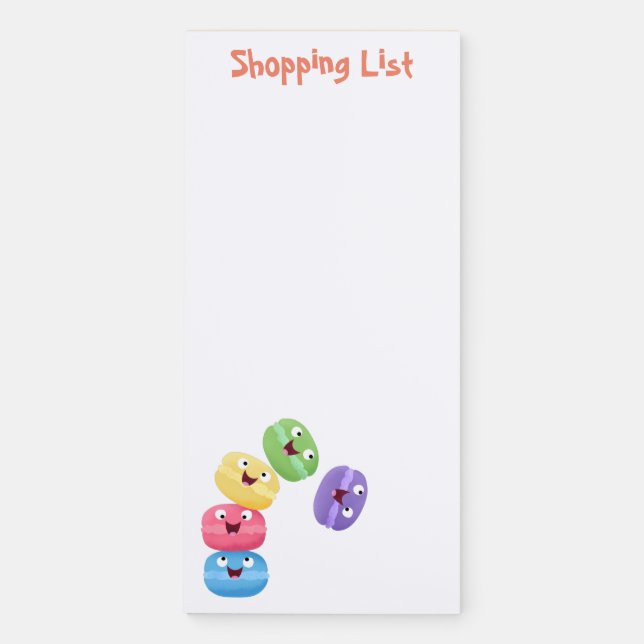 Cute funny macaroons cartoon illustration magnetic notepad (Front)