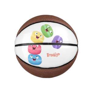 Cute funny macaroons cartoon illustration mini basketball