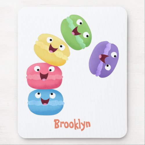 Cute funny macaroons cartoon illustration mouse pad