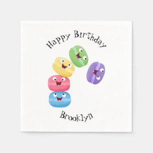 Cute funny macaroons cartoon illustration  napkins
