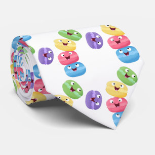 Cute funny macaroons cartoon illustration neck tie