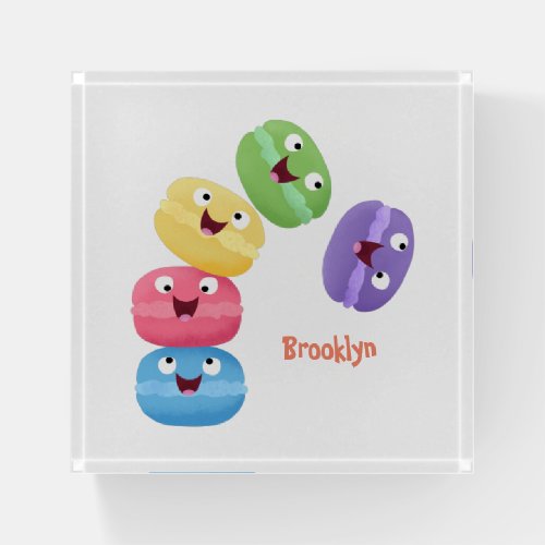 Cute funny macaroons cartoon illustration  paperweight