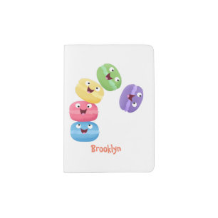 Cute funny macaroons cartoon illustration passport holder