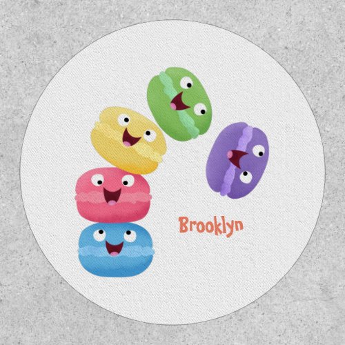 Cute funny macaroons cartoon illustration patch