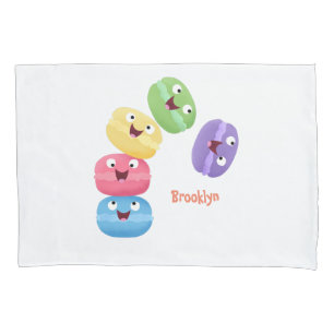 Cute funny macaroons cartoon illustration pillow case