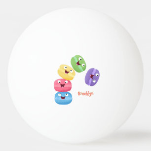 Cute funny macaroons cartoon illustration ping pong ball