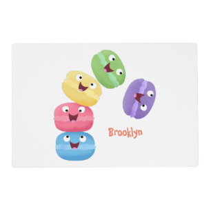 Cute funny macaroons cartoon illustration placemat