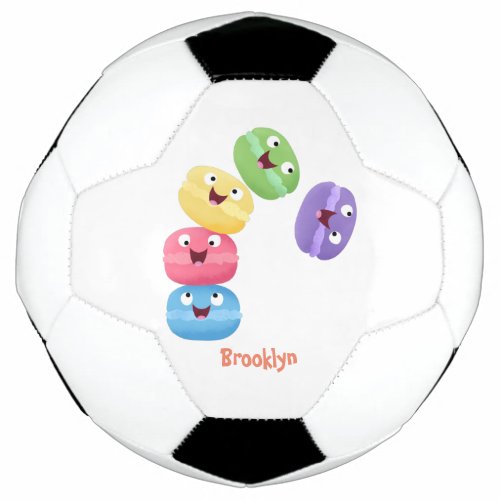 Cute funny macaroons cartoon illustration soccer ball
